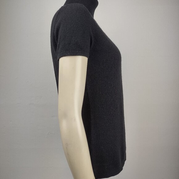Ann Taylor black 100% Cashmere short sleeve turtleneck sweater ladies Medium - Picture 3 of 7